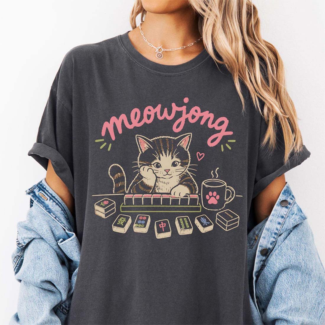 Cute Mahjong Cat Shirt Mahjong Lover Gift Cat Lover Tee Funny Mah Jongg Shirt