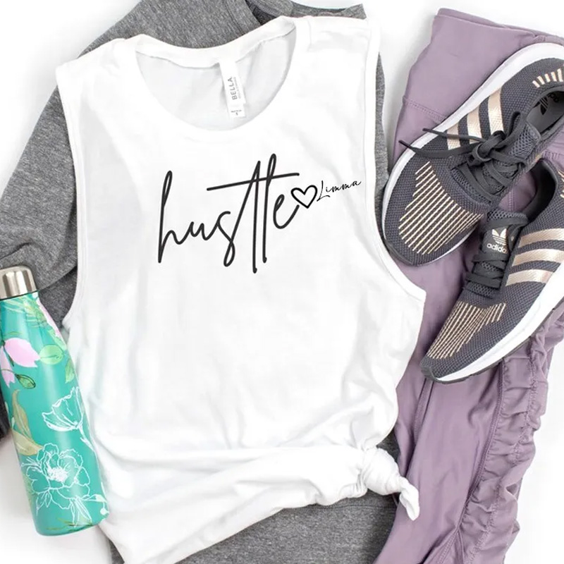 Personalized Hustle Muscle Tank Inspirational Workout Gym Top Gym Top Muscle Tank Inspirational Workout Gym Top for Gym Lover