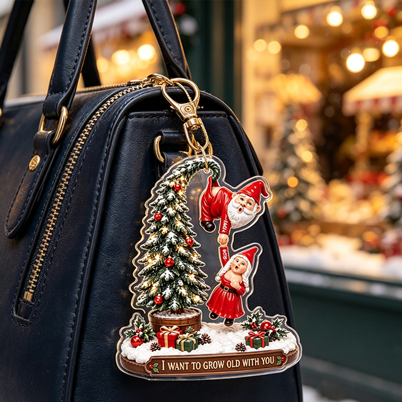 Personalized Funny Old Santa Couple Ornament - Personalized Gifts For Couple Christmas Ornamen