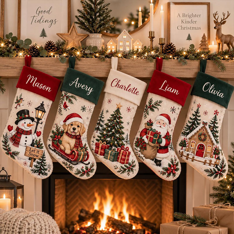 Personalized Christmas Stocking With Name Custom Family Stocking Santa Stocking Holiday Fireplace Decor Christmas Gift For Family