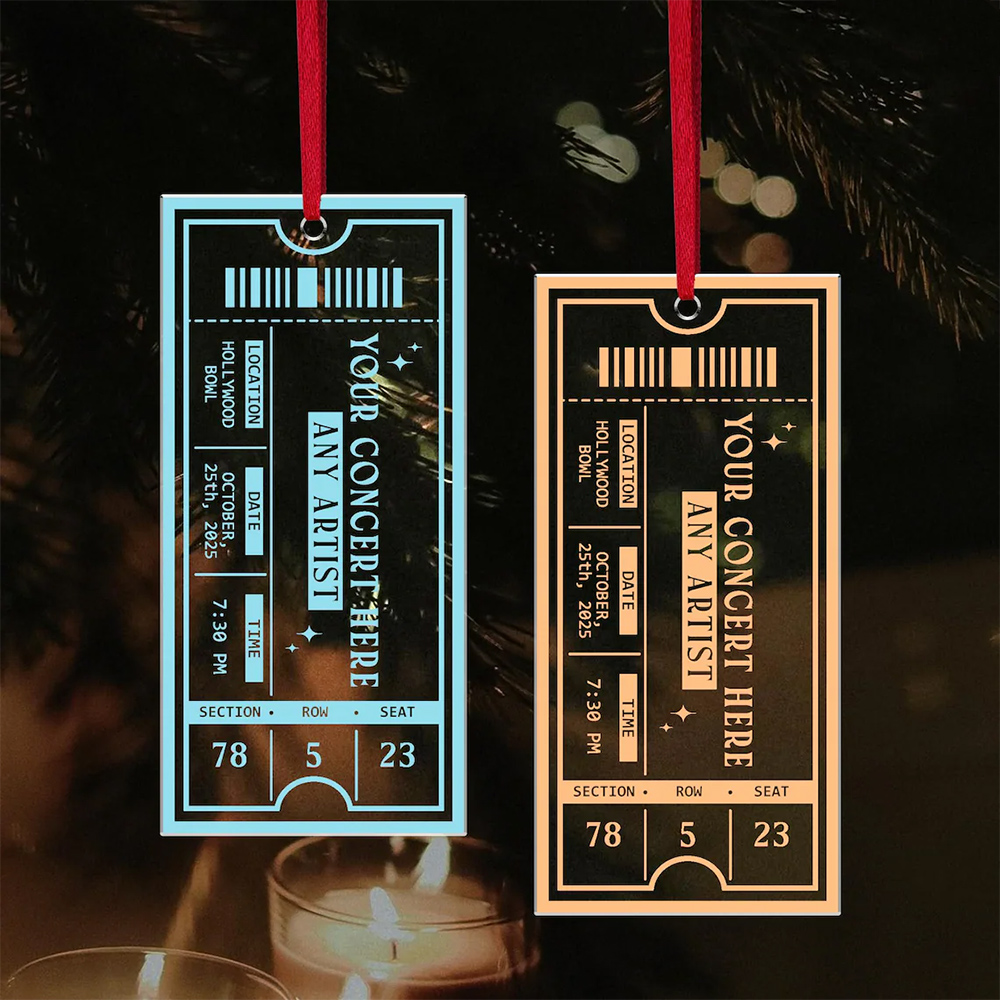 Personalized Concert Ticket Ornament Custom Acrylic Music Keepsake Gifts for Friends Music Lover Gift