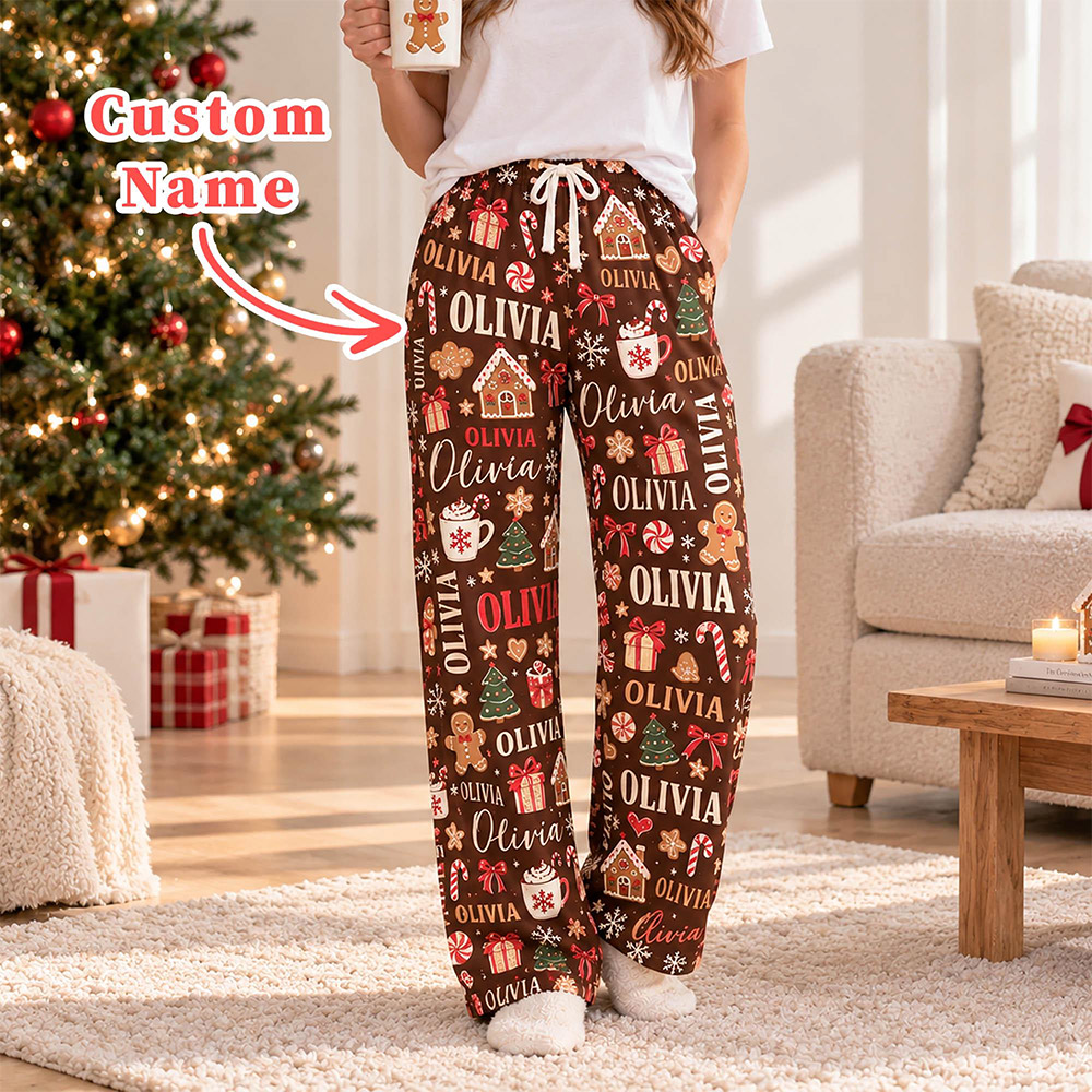 Personalized Name Christmas Pajama Pants Festive Family Lounge Pants Holiday Pajamas Xmas Gift Kids Pajamas