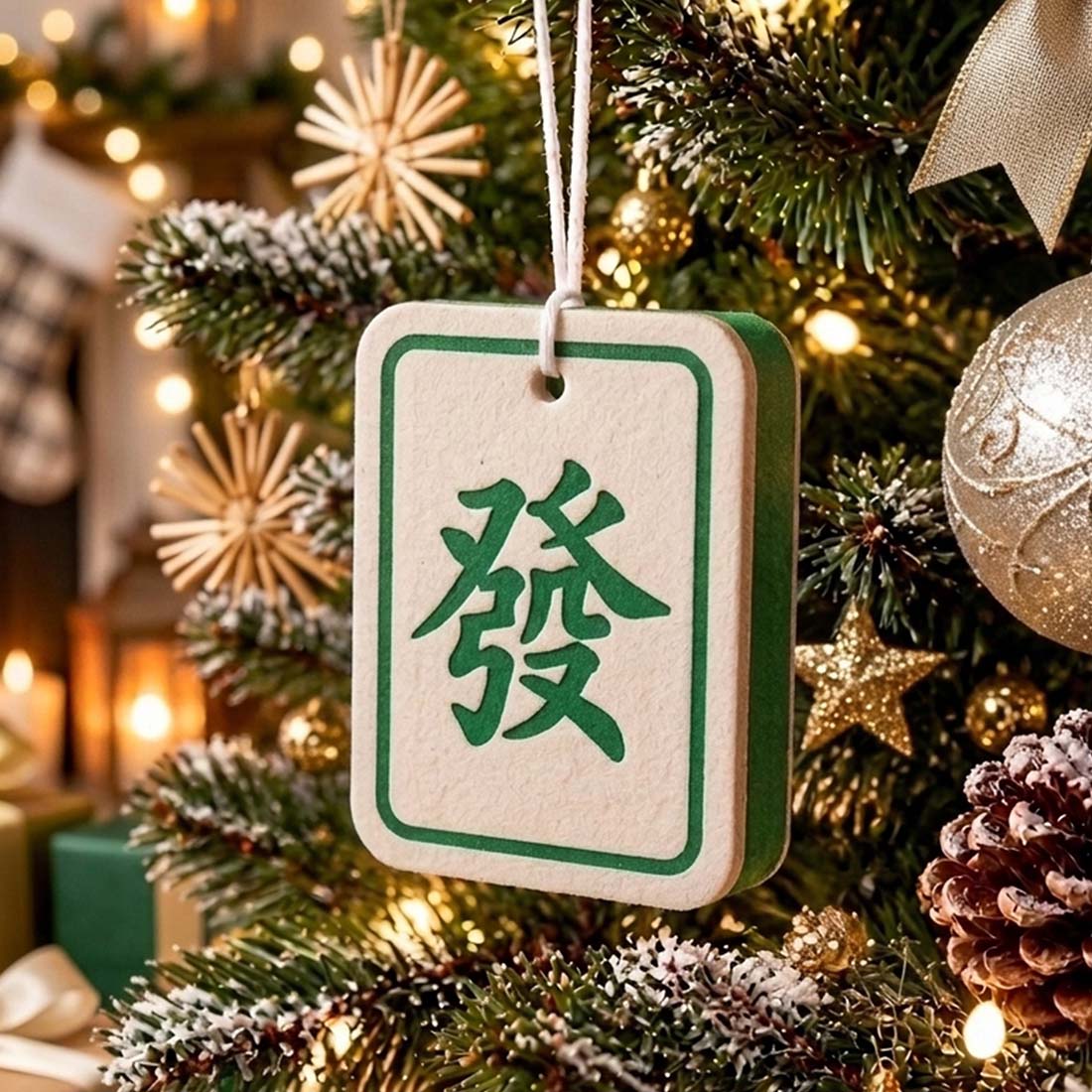 Mahjong Tiles Shaped Hanging Car Air Freshener Car Rear View Mirror Scent Ornament Gift for Mahjong Lover