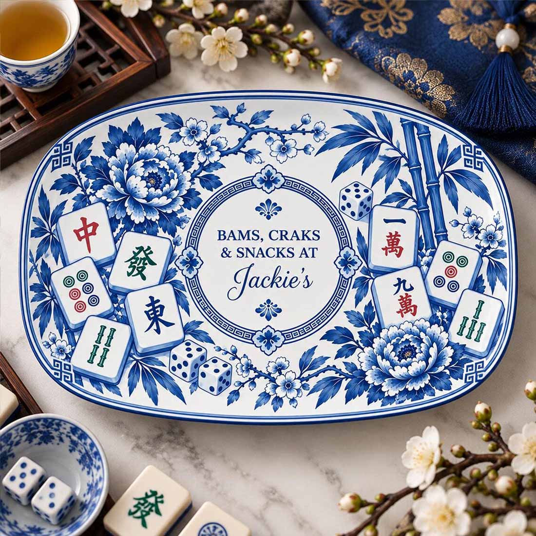 Personalized Mahjong Platter Custom Mahjong Dessert Plate Mahjong Serving Tray Mahjong Hostess Gift