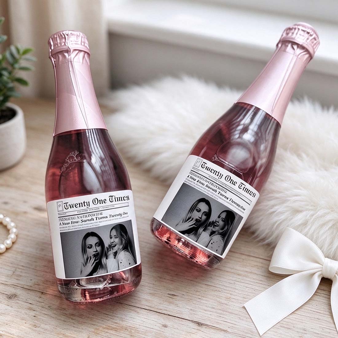 Personalized Newspaper Wine Label Custom Photo Gift for 21st 30th Birthday Anniversary Engagement Wedding Retired