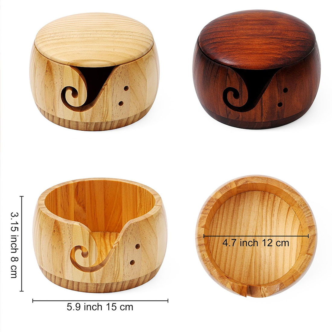 Personalized Birth Flower Wooden Yarn Bowl Custom Name Yarn Holder Yarn Lover Gifts