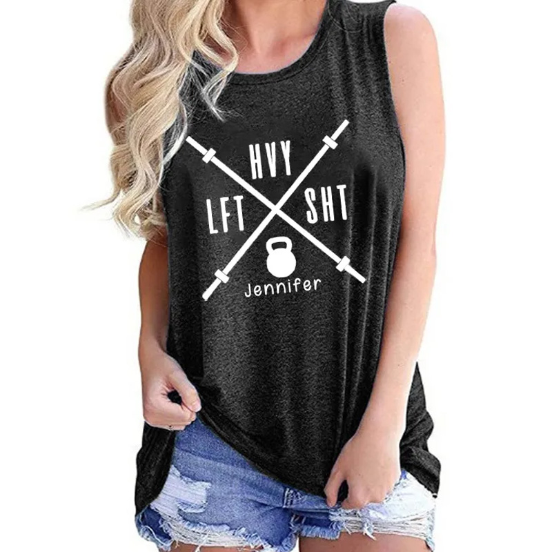 Personalized Lift Heavy Sht Cropped Gym Tank Tops Funny Workout Crop Top for Women Minimalist Shirt for Weightlifting or Fitness Motivation Gym Lover