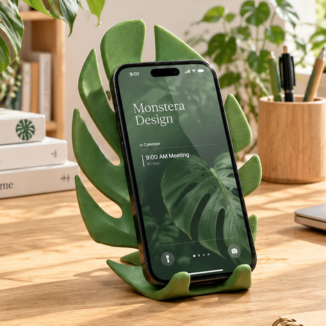 Monstera Leaf Phone Stand Tropical Plant Leaf Cell Phone Holder for Desk