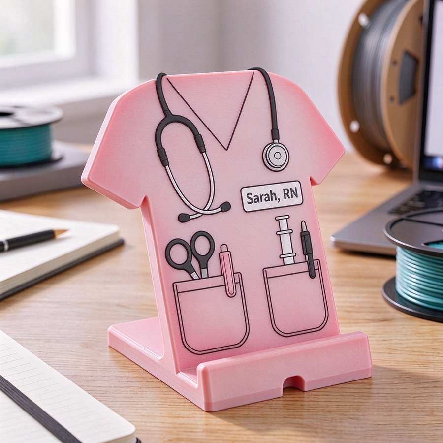 Personalized 3D Print Phone Holder Designed in The Shape of Medical Scrubs