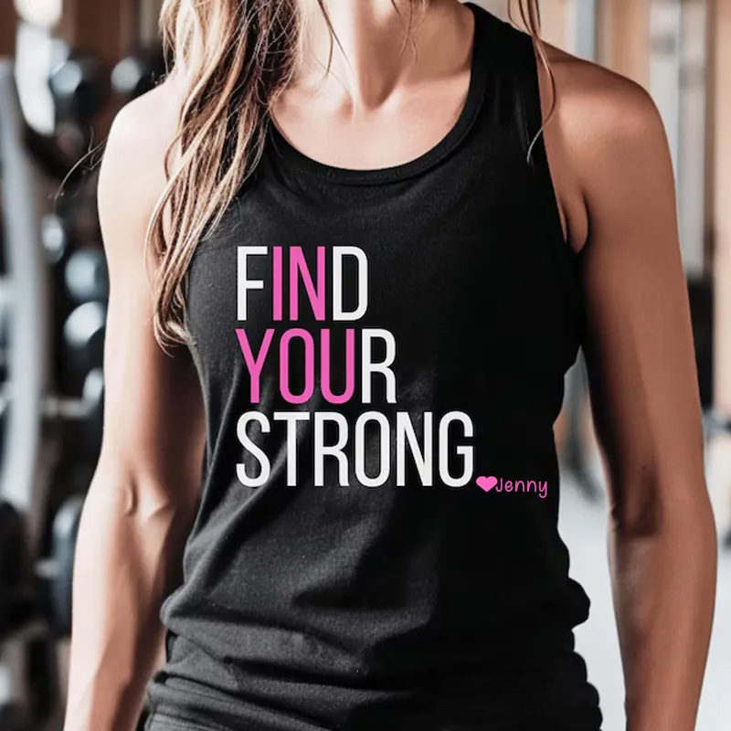 Personalized Gym Couple Classic Tank Find Your Strong Tank Top Inspirational Racerback Gift for Gym Lover