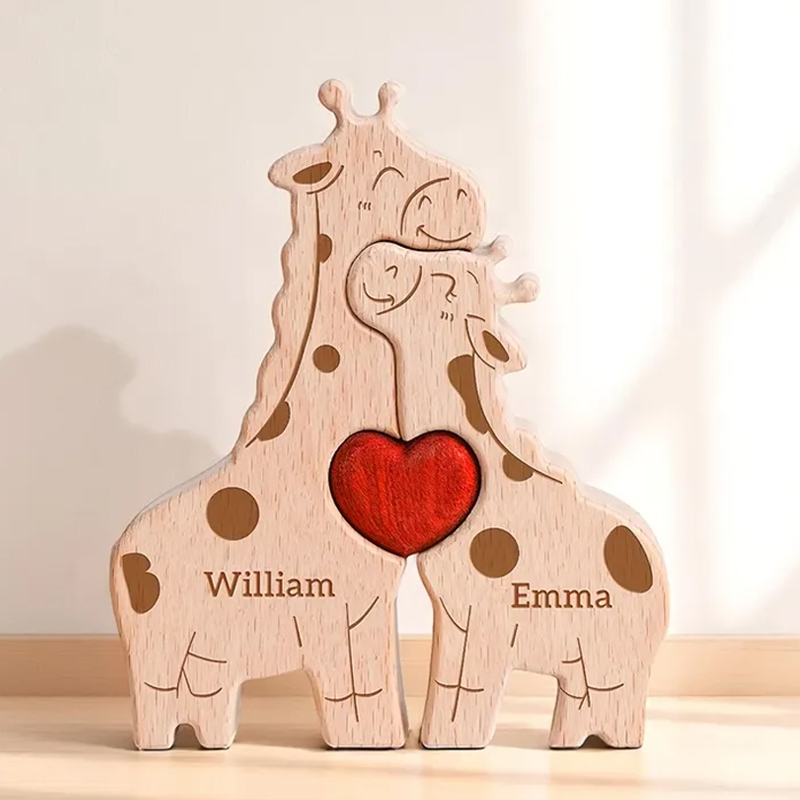 Personalized Wooden Giraffe Family Puzzle for Family Keepsake Gifts Gift for Family Mother's Day