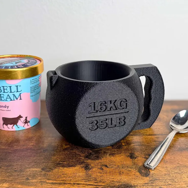 Personalized Kettlebell Ice Cream Pint Holder with Spoon Slot Holder 3D Printed Cozy with Spoon Slot Fitness Inspired Cozie Gym Gift Fuzzy Texture for Gym Lover