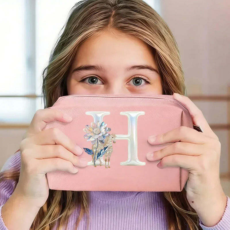Personalized Initials Horse Makeup Tool Organizer Toiletry Bag Custom Name for Kids Travel Gifts and Daily Use Weekender Back To School Gift for Girls Riding Lovers Equestrian Lovers