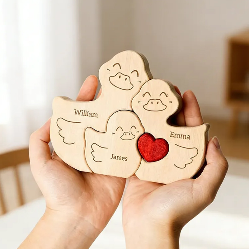 Personalized Wooden Duck Family Puzzle for Family Keepsake Gifts Mothers Gifts for Mom Kids Grandma Wife Daughter