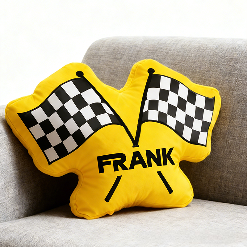 Personalized Checkered Flag Pillow Graphic 3D Print Custom Name Cushion Gift for Racers and Racing Lovers