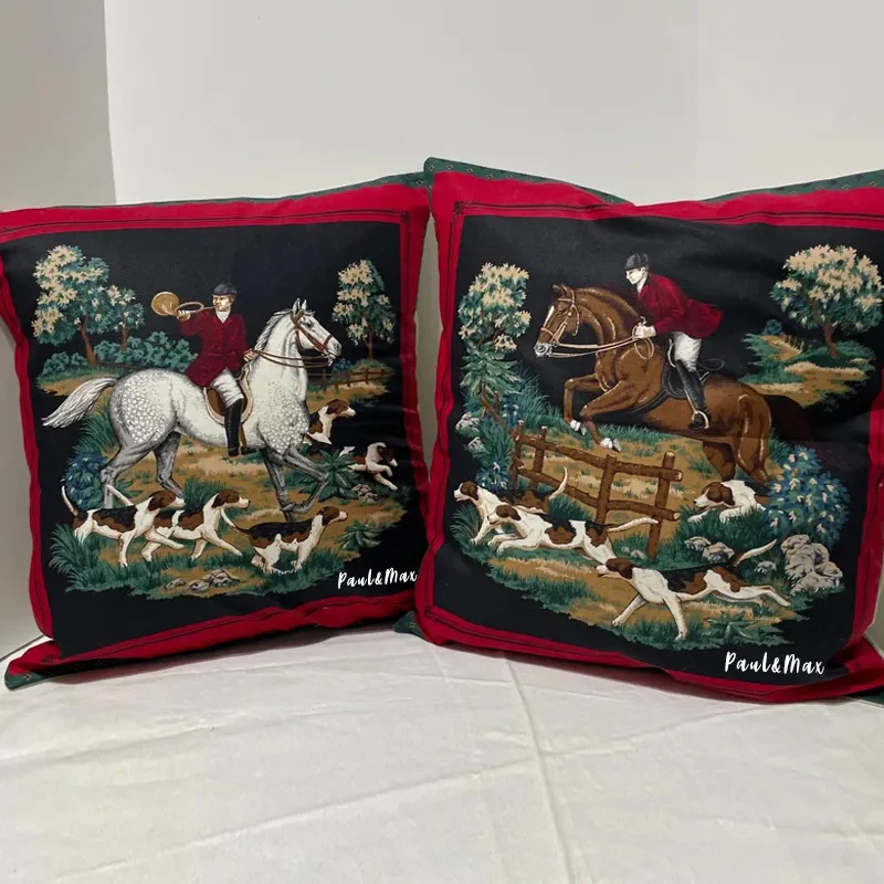 Personalized Equestrian Throw Pillow Horse Fox Hunting Pillow Cover Equestrian Decor for Riding Lovers Equestrian Lovers