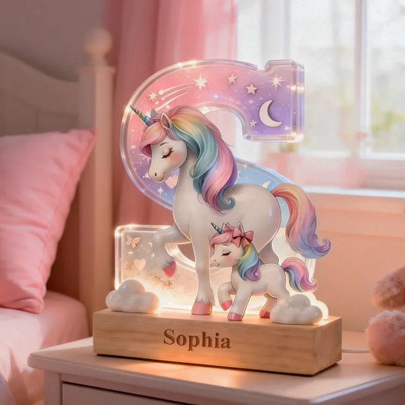 Personalized Horse LED Night Light Custom Graphic 3D Print 26 Letter Lamp for Room Decor Unique Birthday Gift for Girls Bedroom Decoration