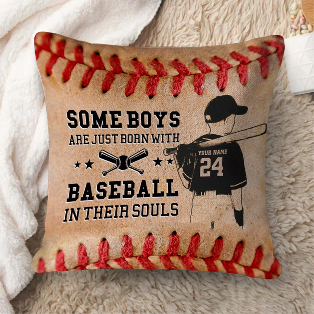 Personalized Baseball Throw Pillow with Custom Name, Number, and Heartfelt Quote