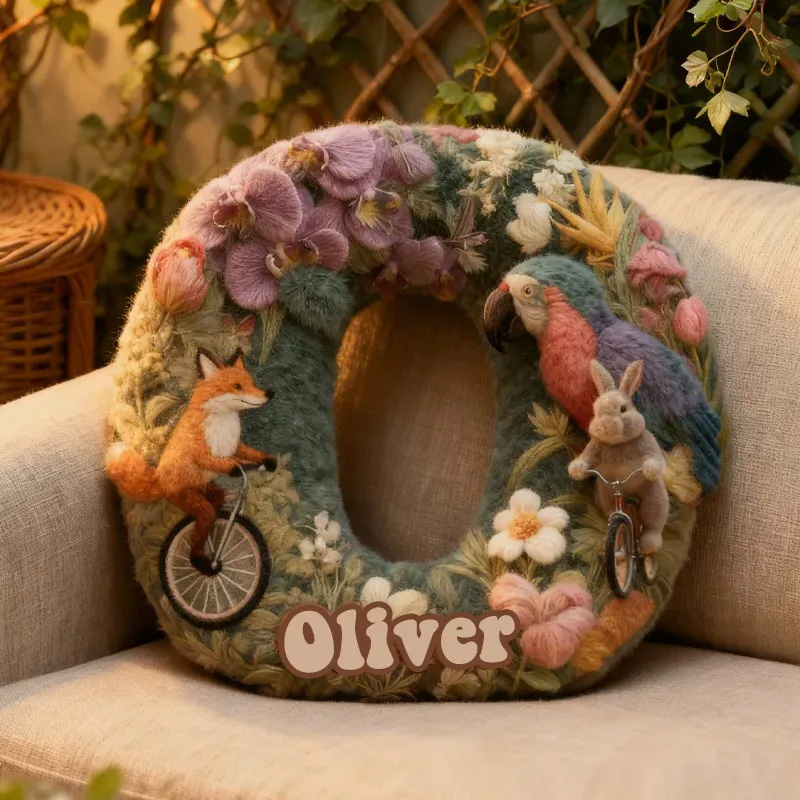 Personalized Forest Bicycle Letter Pillow Custom Name Festive Decor with Bicycle Christmas Gifts for Family Graphic 3D Print Cycling Riding Lovers