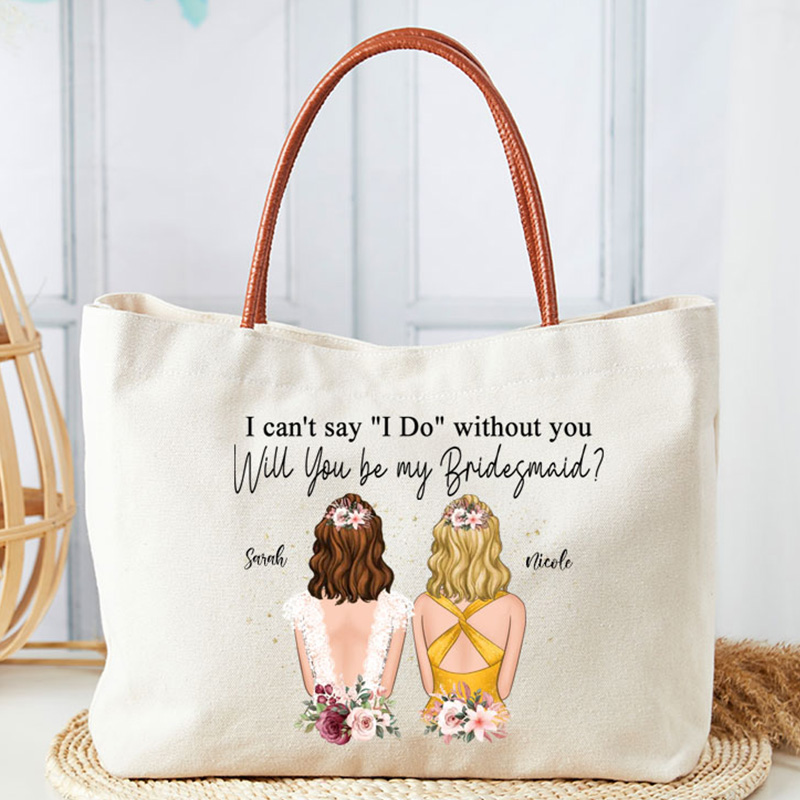 Personalized I Can't Say "Yes" without You Tote Bag For Bridesmaid Will You Be My Bridesmaid Tote Bag