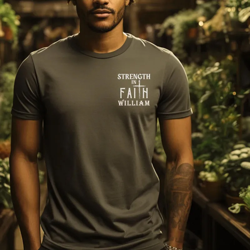 Personalized Gym Classic T-Shirt Strength Faith Based Christ Gift Ideas for Fitness Enthusiasts Bodybuilders and Gym Lovers