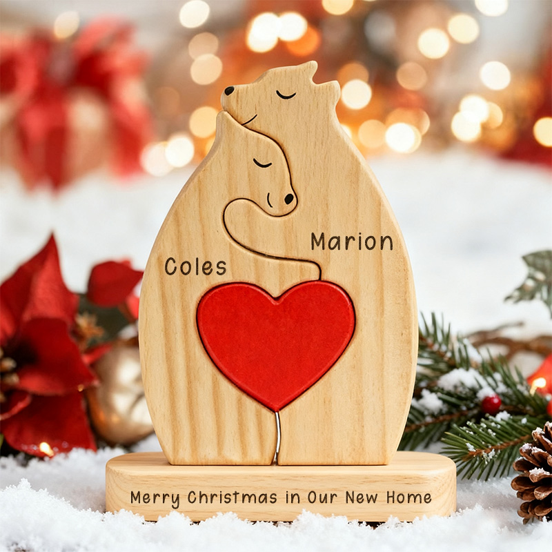 Personalized Wooden Bear Family Puzzle Mothers Day Gift Family Christmas Gift Keepsake Family Ornament Gift for Parents Gift for Mum Housewarming Gift
