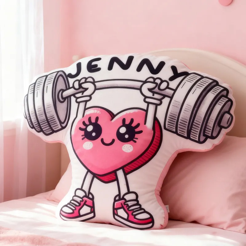 Personalized Fitness Heart Pillow Graphic 3D Print Trainer Fitness Planner Decoration Letter Pillow Exercise Sport Gym Sublimation Design Lift Heavy Shit Gym Rat Weightlifting Pillow for Kids Gym Lovers
