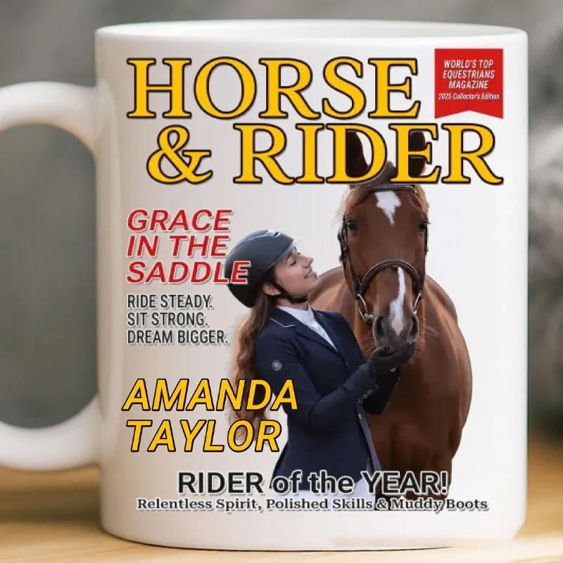 Personalized Custom Photo Magazine Mug Equestrian Mug Gifts Coffee Cup Bicycle Tea Cup Riding Ceramic Mug Gift for Riding Lovers Equestrian Lovers