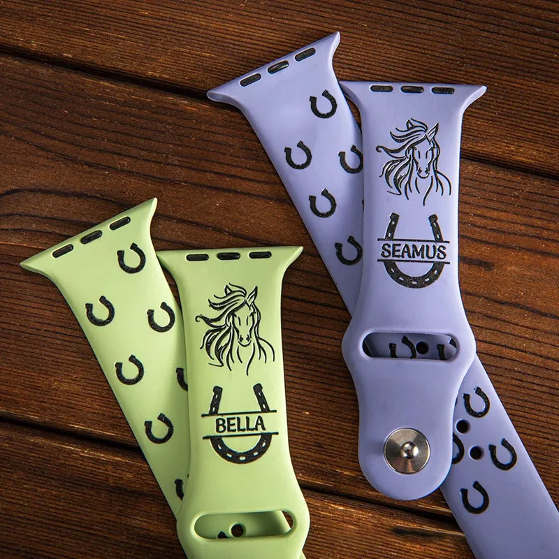 Personalized Horse Horseshoe Silicone Watch Band for Equestrian Riding Lovers