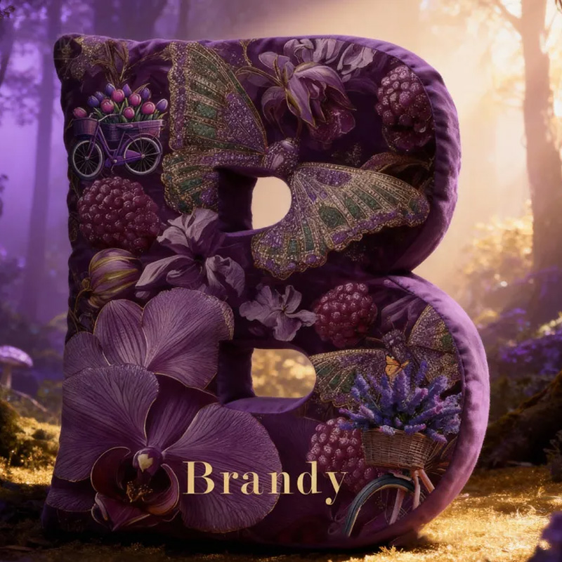 Personalized Butterfly Floral Bicycle Letter Pillow Custom Name Festive Decor with Bicycle French Countryside Gifts for Family Graphic 3D Print Cycling Riding Lovers