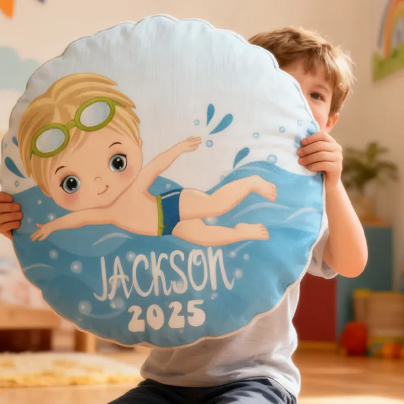 Personalized Boys Swimming Pillow Throw Pillow Graphic 3D Print Swimming Fitness Decoration Pillow Exercise Sport Pillow Female Swimmer Holiday Gift Custom Swim Pool Keepsake for Kids or Teens 