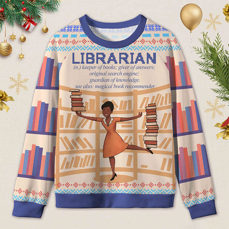 Personalized Book Lover's Dream Job Ugly Sweater Holiday Gift for Librarians