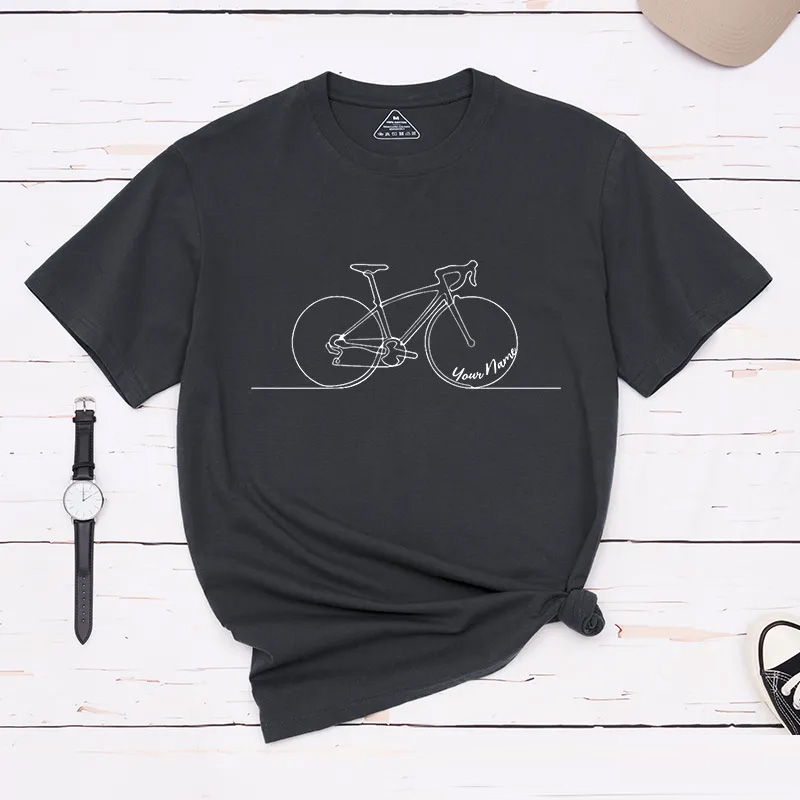 Personalized Minimalist Bicycle T-Shirt with Elegant Line Art for Outdoor Adventures Riding Cycling Biking Enthusiasts