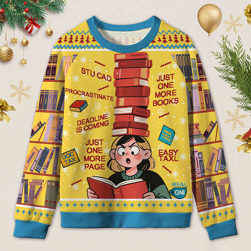 Personalized Reading Procrastination Humor Ugly Sweater Librarian Life Holiday Gift for Book Lovers