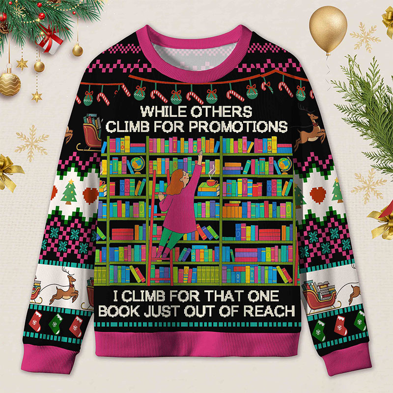 Personalized Book Passion Ugly Sweater Office Holiday Party Gift for Librarians