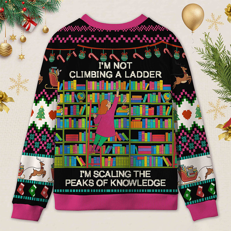 Personalized Knowledge Explorer Ugly Sweater Office Holiday Party Gift for Librarians