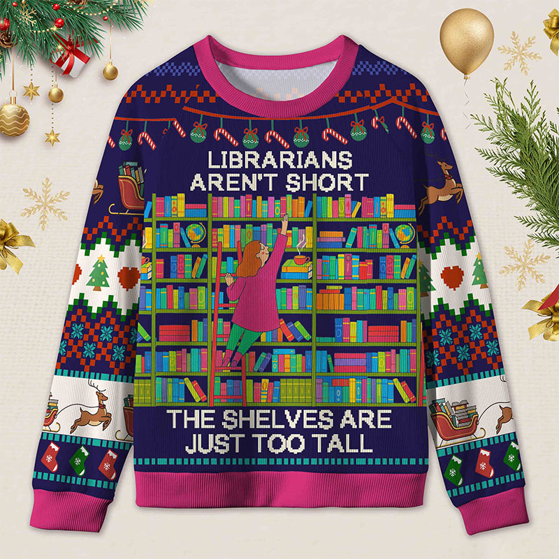 Personalized Shelf Crawler Funny Ugly Sweater Office Holiday Party Gift for Librarians