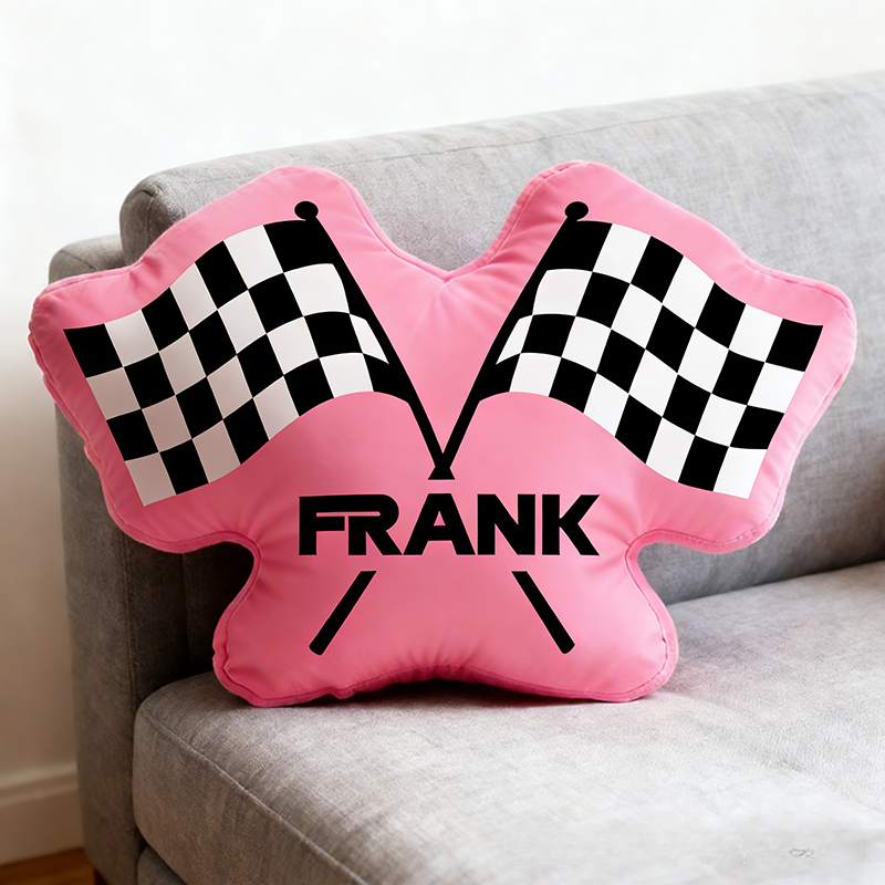 Personalized Checkered Flag Pillow Graphic 3D Print Custom Name Cushion Gift for Racers and Racing Lovers