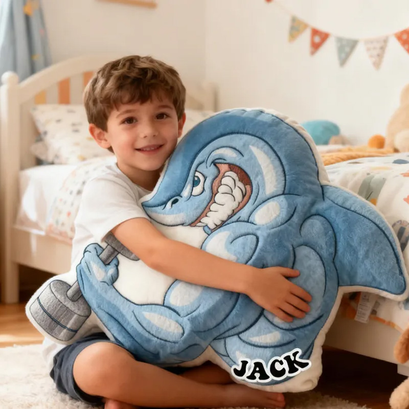 Personalized Workout Shark Pillow Graphic 3D Print Trainer Fitness Planner Decoration Letter Pillow Exercise Sport Gym Sublimation Design Lift Heavy Shit Gym Rat Weightlifting Pillow for Kids Gym Lovers