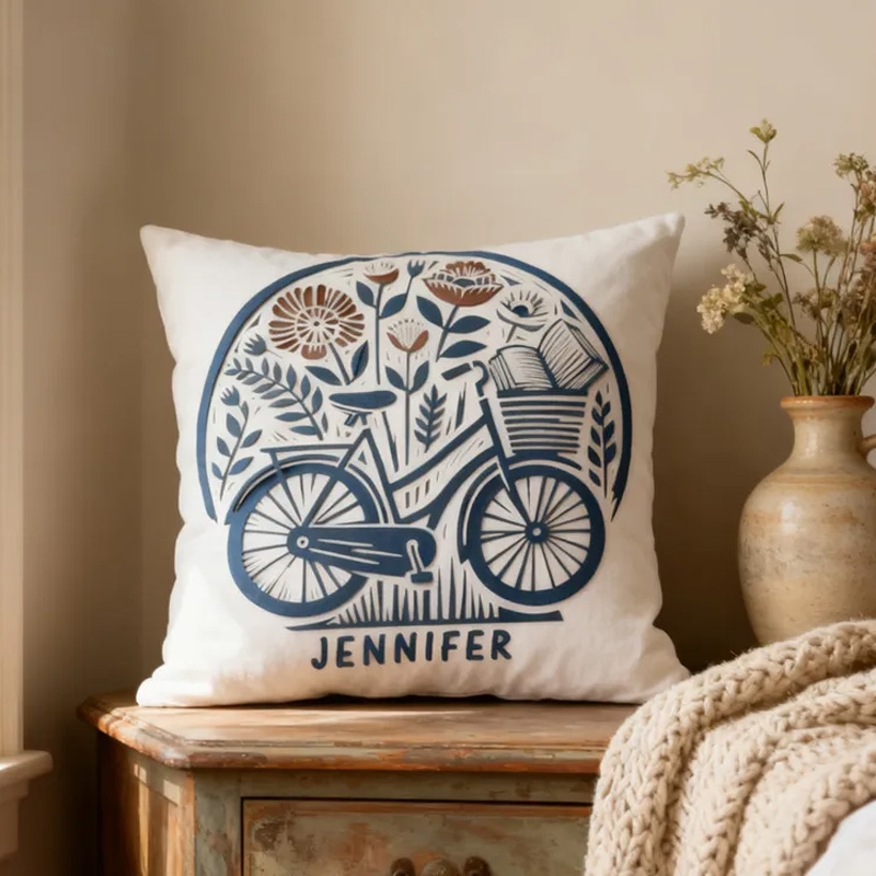 Personalised Floral Book Lover Bike Cushion Pillow for Biker Cycling Riding Lovers