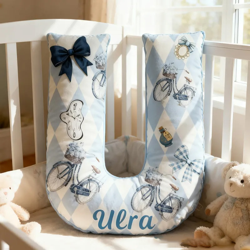 Personalized Cycling Dream Letter Pillow Graphic 3D Print Bow Letter Pillow Name Pillow Comfortable Travel Cushion for Riders Riding Lovers