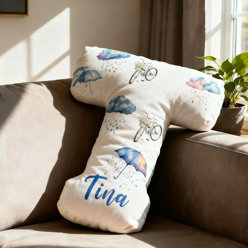 Personalized Umbralla Cycling Letter Pillow Graphic 3D Print Funny Letter Pillow Name Pillow Comfortable Travel Cushion for Riders Riding Lovers