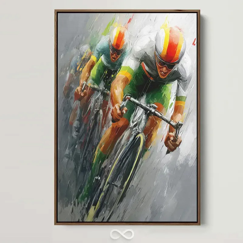 Personalized Photo Cycling Portrait Abstract Sport Wall Decor Painting Cyclist Gift Idea Cycling Present