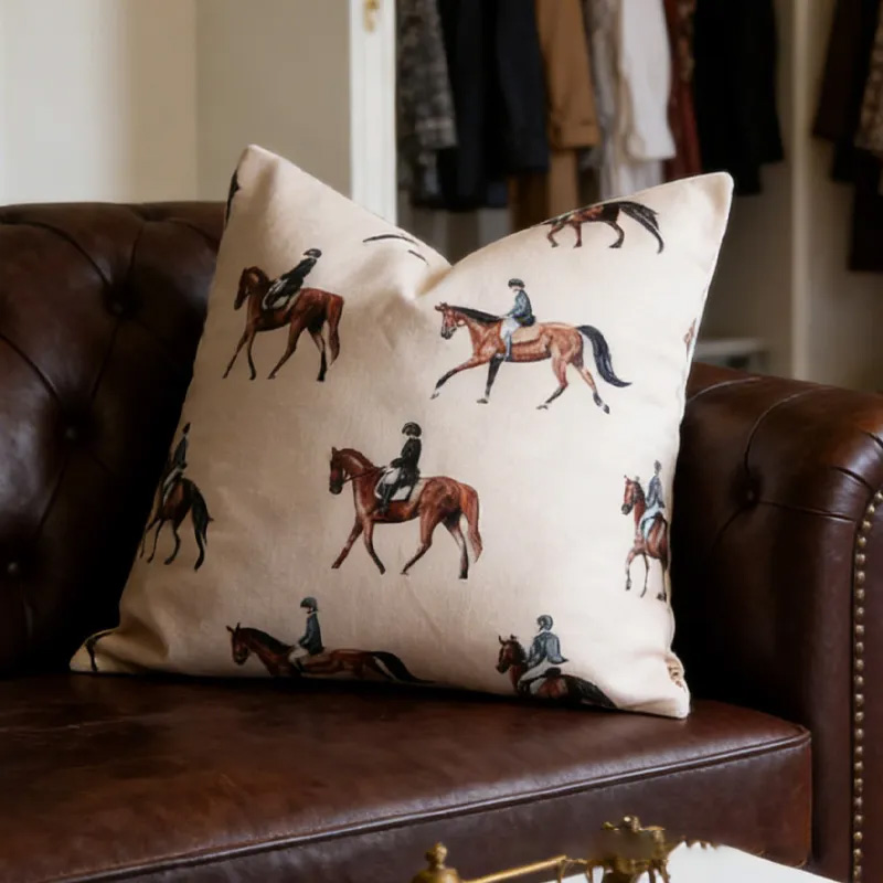 Personalized Horse Riding Farmhouse Equestrian Throw Pillow Bedroom Throw Cushion for Riding Lovers Equestrian Lovers