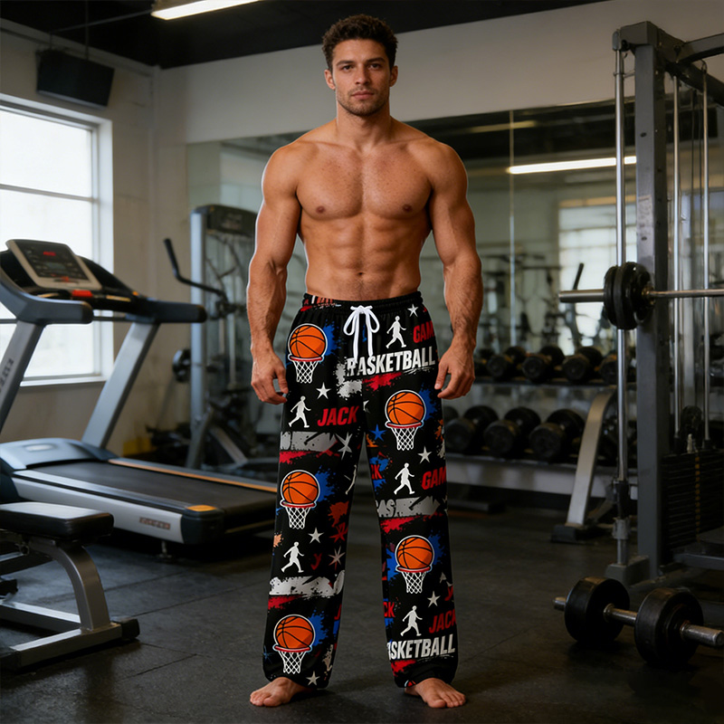 Personalized Basketball Lounge Pants with Custom Name and Sports Design for Basketball Enthusiast