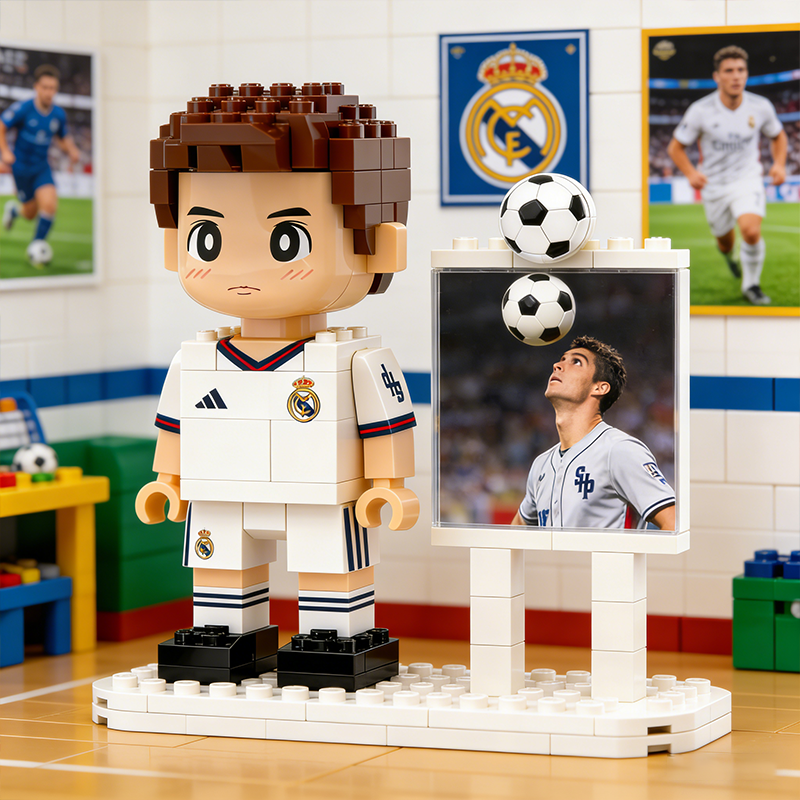 Personalized Custom Soccer Player Brick Figure & Photo Display Set – Personalized Football Fan Collectible