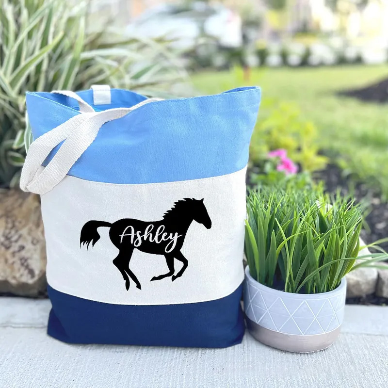 Personalized Horse Tote Bag Horse Lover Gift for Equestrian Riding Lovers