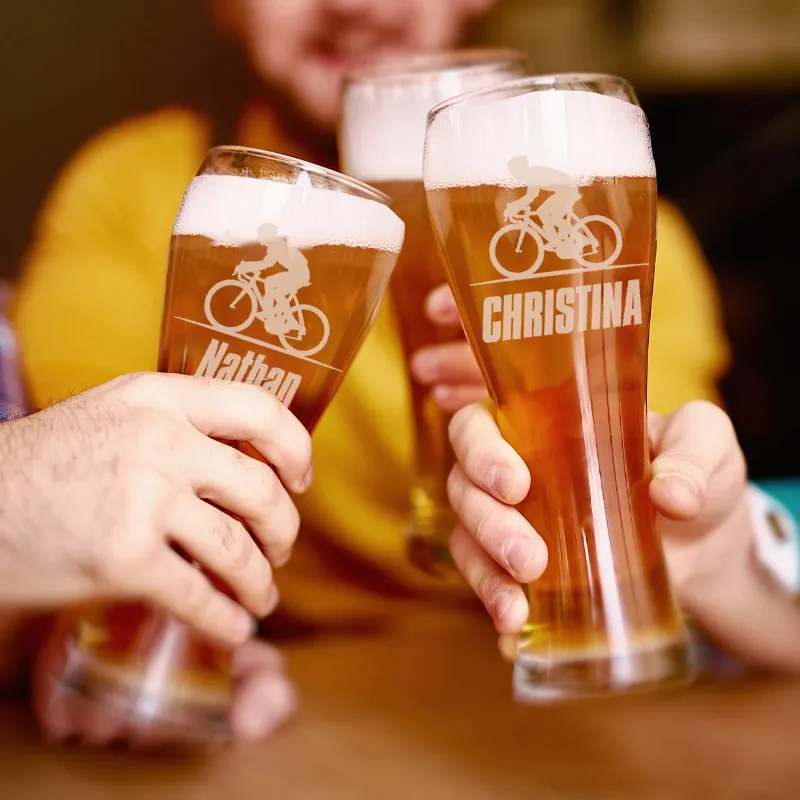 Personalized Biker Pint Glasses Whiskey Wine Beer Glassware Gift Cyclist Engraved Pint Glass for Cycling Lovers