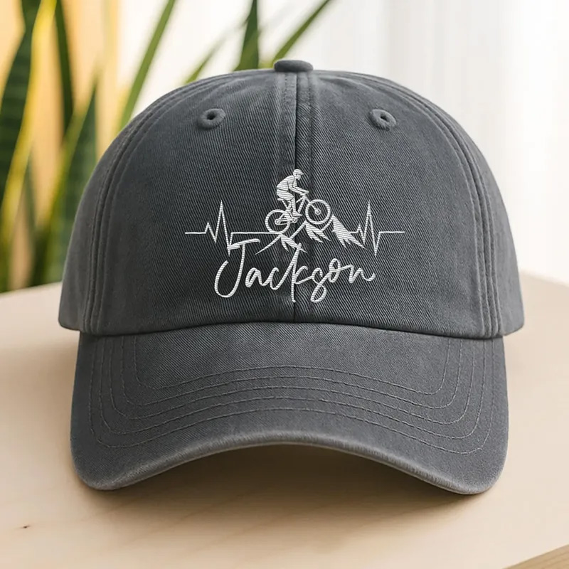 Personalized Mountain Biking Embroidered Cap Cycling Embroidered Hat Custom Name Gift