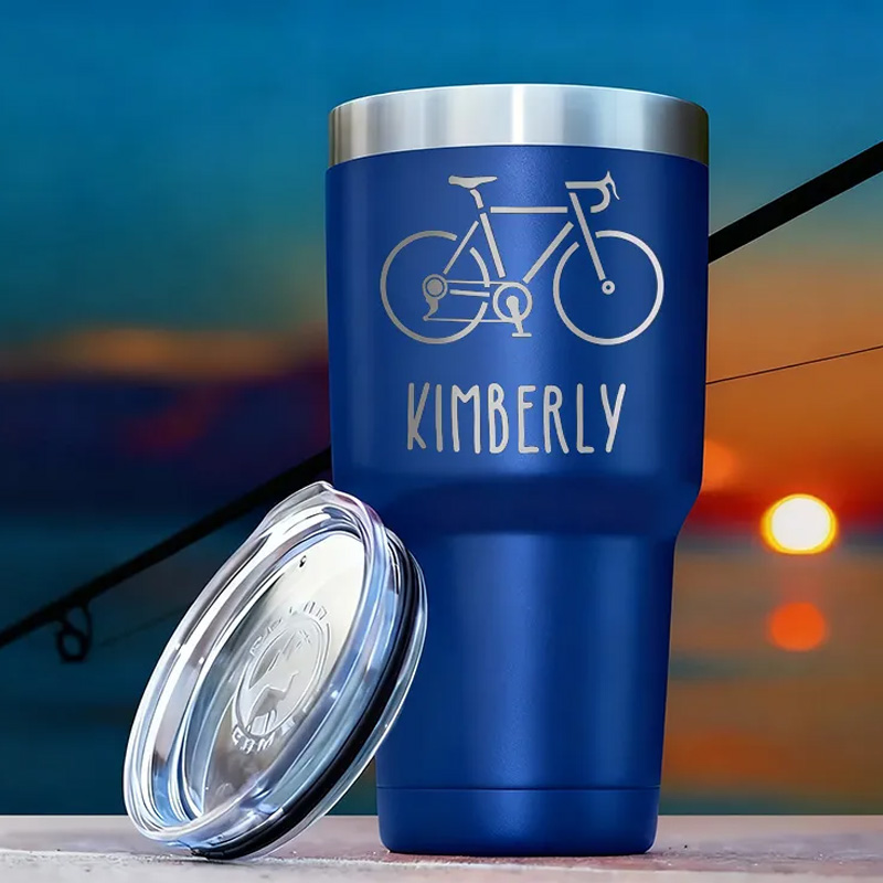 Personalized Engraved Bicycle Tumbler by Lifetime Creations Gift for Cycling Cyclist Biking Insulated Coffee Travel Mug Bike Stainless Steel Cup